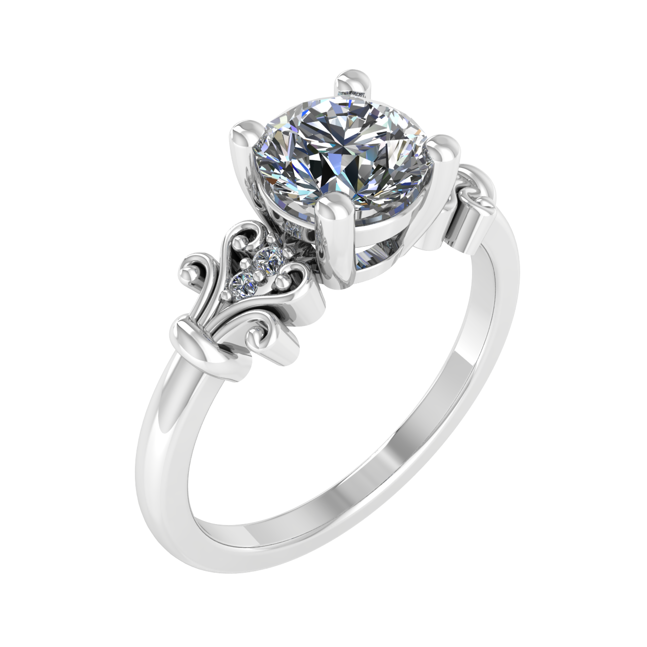 ACCENTED 6.50mm ROUND ENGAGEMENT RING